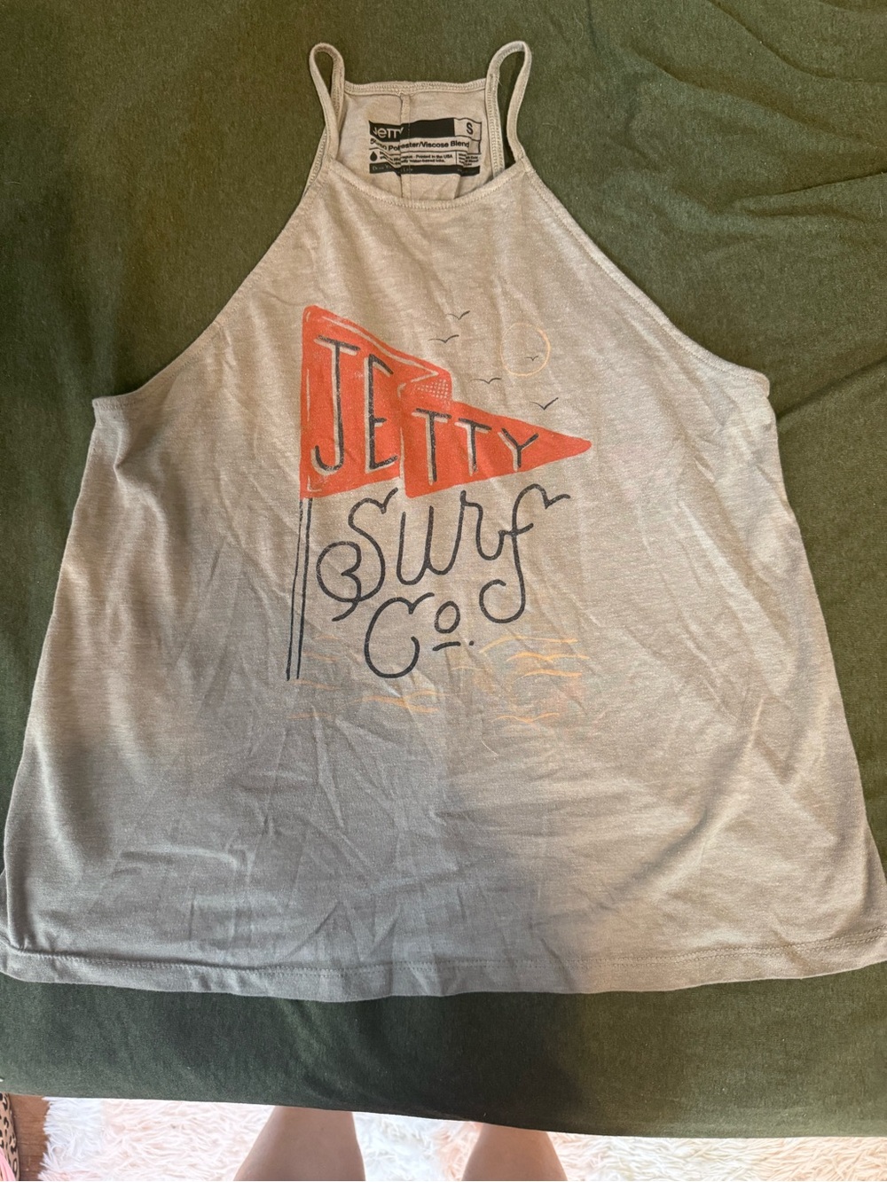 Jetty Surf Co. Women's Light Gray Graphic Tank Top